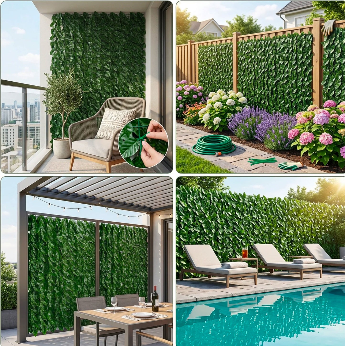 Siepe Finta da Balcone 3 Rotoli 1x3 m, Rete Privacy Artificiale Alta Densità per Ringhiera, Recinzione e Giardino | Siepe Sintetica Realistica Anti UV Copri Balcone Esterno