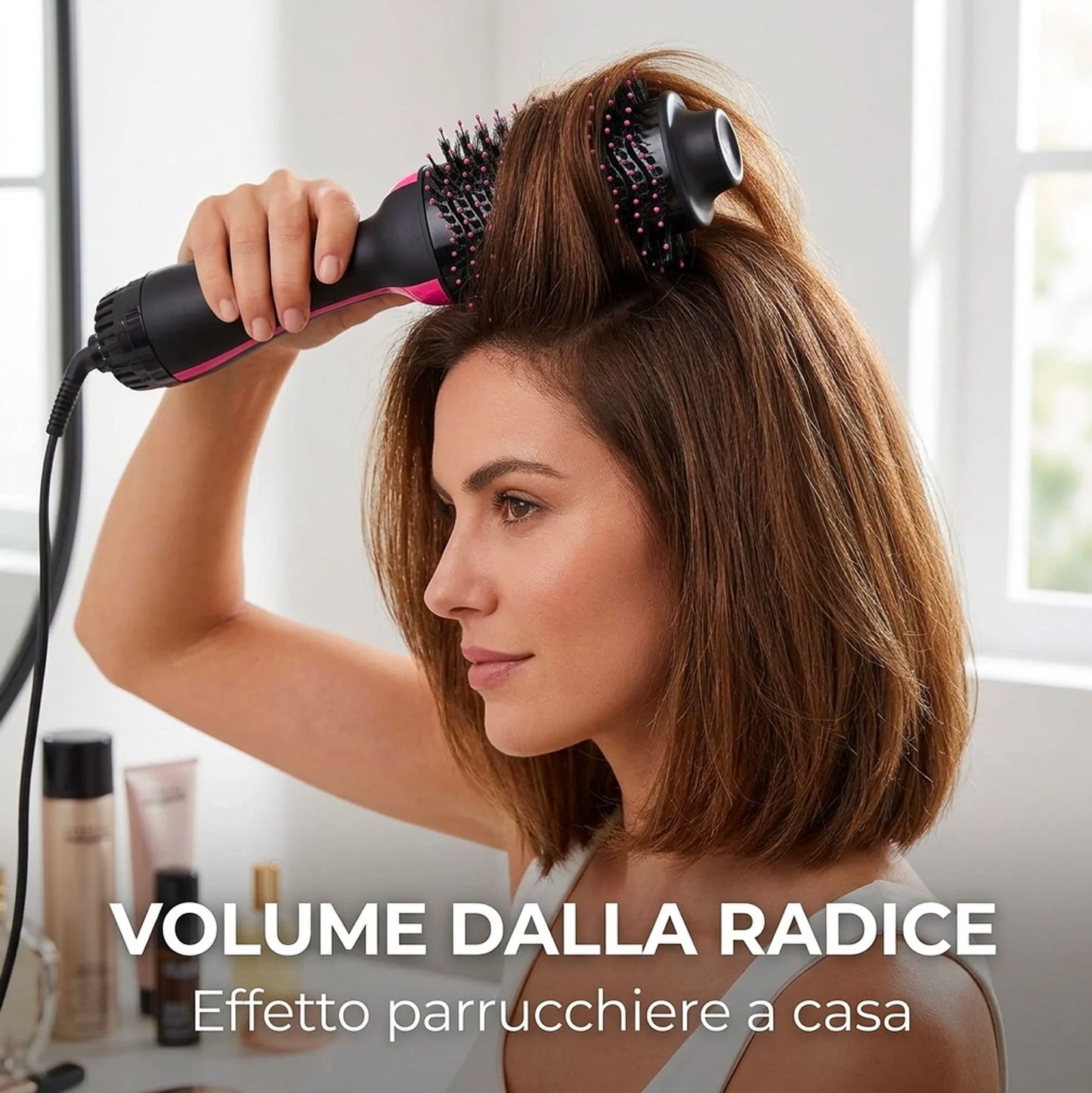 Spazzola Asciugacapelli Volumizzante 1000W Multifunzione 5 in 1 | Piastra Spazzola Elettrica Arricciacapelli Lisciante Professionale con 3 Velocità