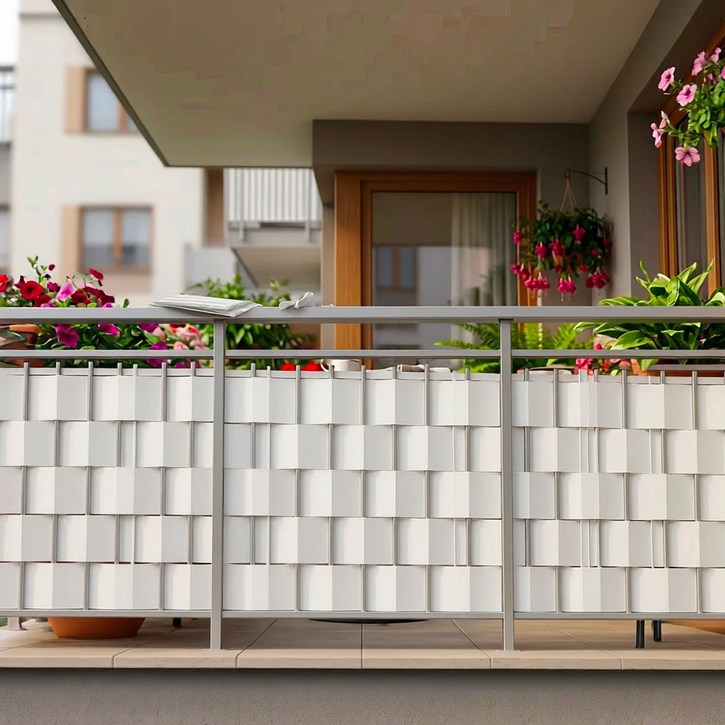 Frangivista Balcone PVC Bianco 19x35m – Strisce Frangivista per Ringhiere e Terrazzi