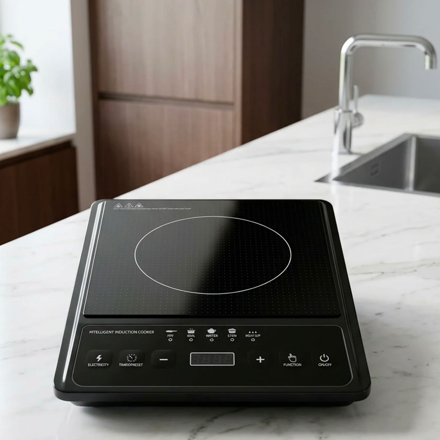 Piastra a Induzione Portatile 2500W con Display Digitale, Controllo Temperatura 80–270°C, 5 Programmi di Cottura e Timer Integrato