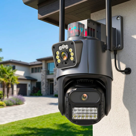Telecamera WiFi Esterno IP66 Dual Lens 360° AI Visione Notturna Colori